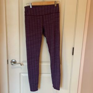 EUC Kyedan purple and charcoal tweed houndstooth pattern yoga exercise leggings